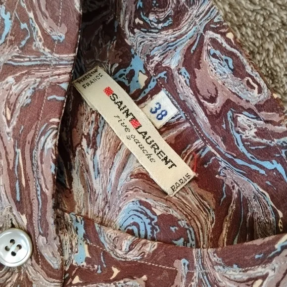 Vintage Saint Laurent Swirl Paisley Blouse With Flaws - Picture 2 of 10